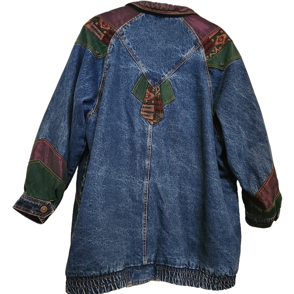 90s Current Seen Denim Patchwork Jacket Size Xxl … - image 6